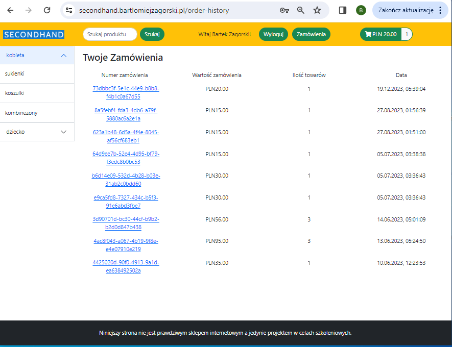 lista zamowien